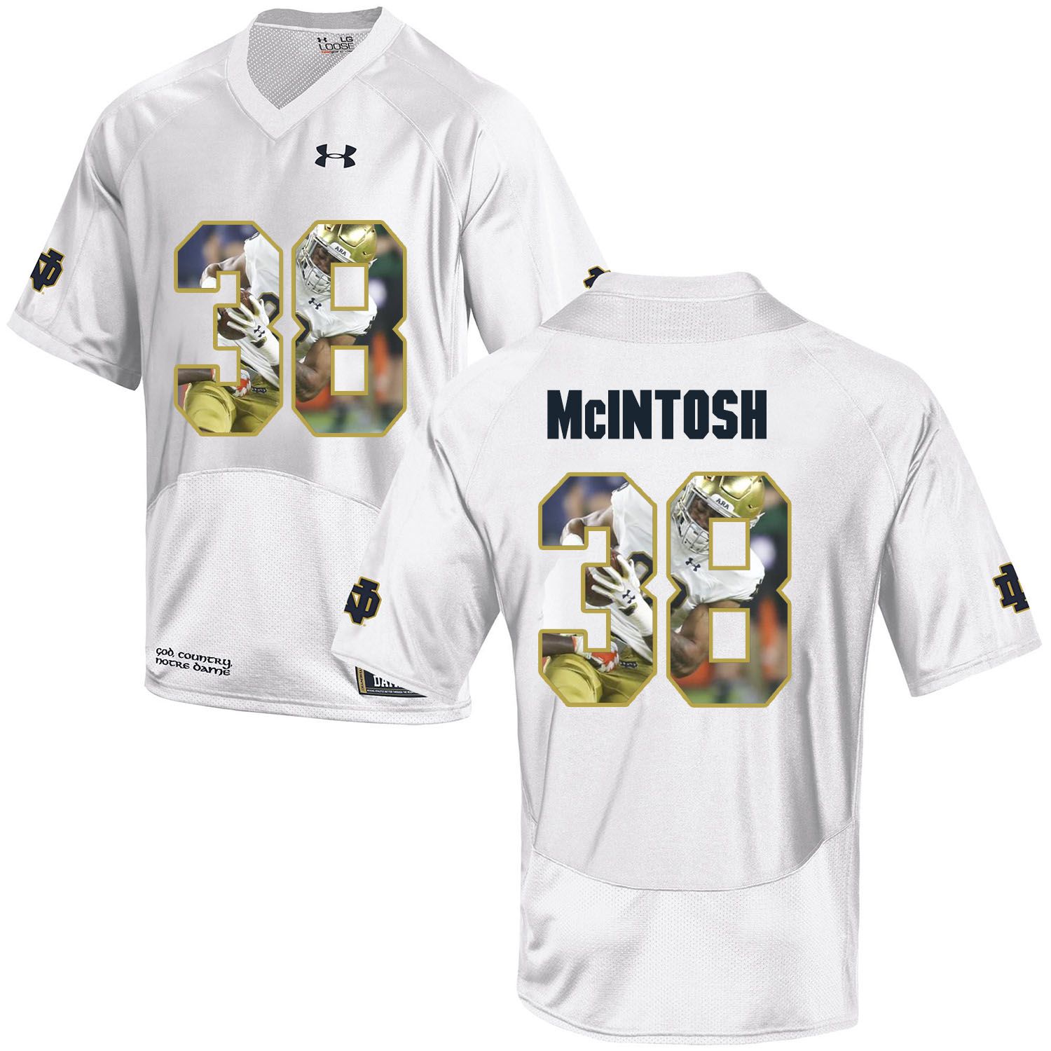 Men Norte Dame Fighting Irish #38 Mcintosh White Fashion Edition Customized NCAA Jerseys->customized ncaa jersey->Custom Jersey